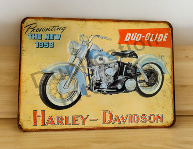 Plaque métal vintage Harley Davidson Duo Glide 1958