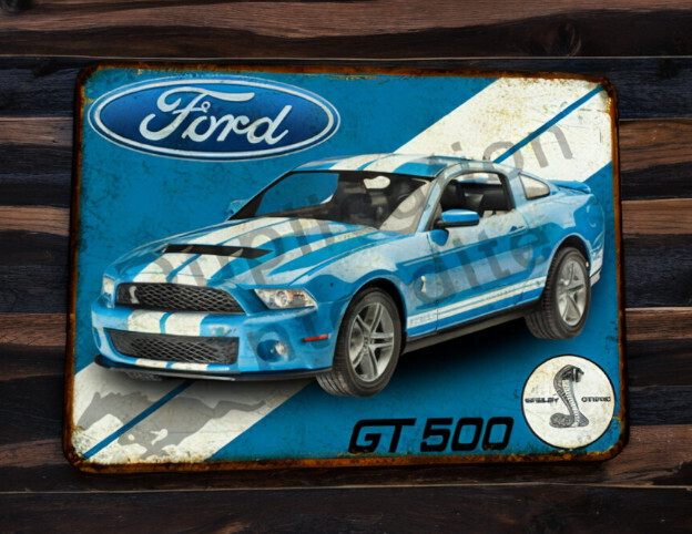 Plaque métal vintage Ford Mustang GT 500 Shelby