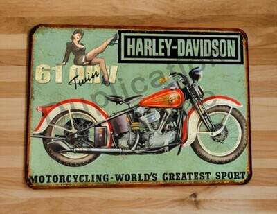 Plaque métal vintage Harley Davidson 61 OVH