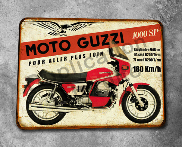 Plaque métal vintage Moto Guzzi 1000 SP