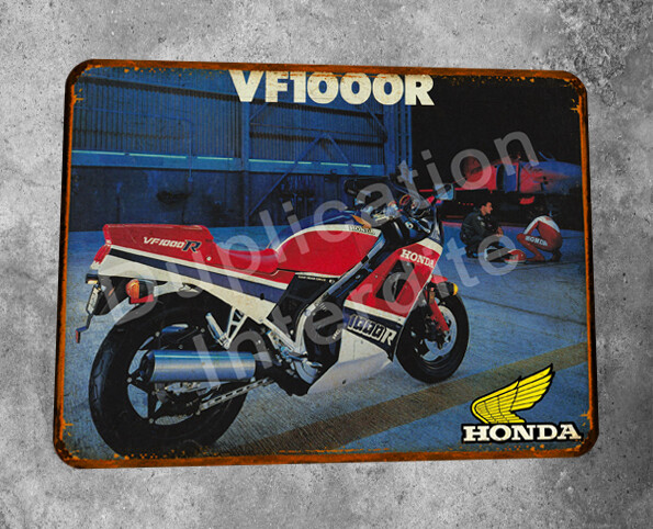 Plaque métal vintage Honda VF 1000 R