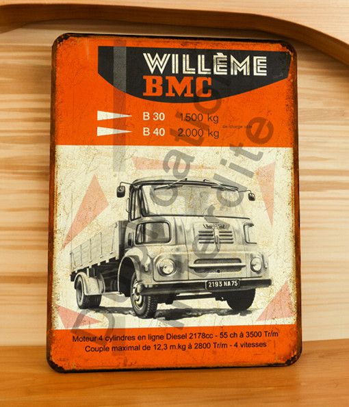 Plaque métal vintage Willeme BMC