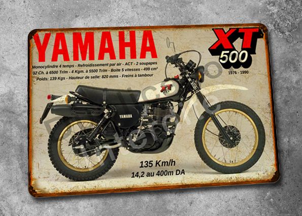 Plaque métal vintage Yamaha 500  XT