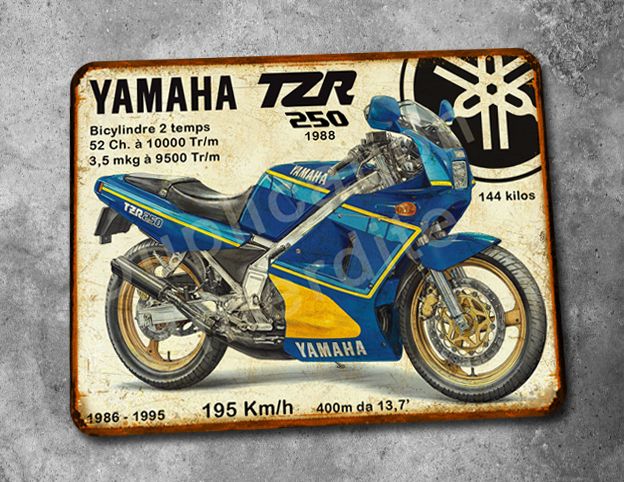 Plaque métal vintage Yamaha 250 TZR