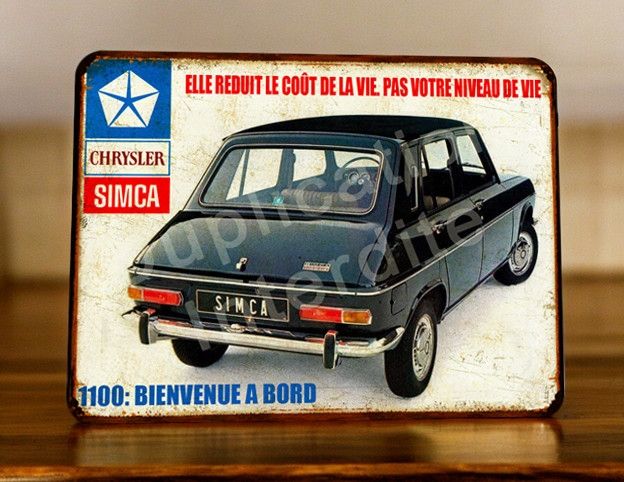 Plaque métal vintage Simca 1100
