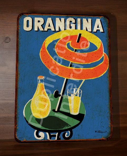 Plaque métal vintage Orangina Table