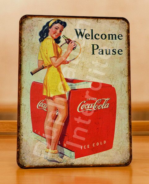 Plaque métal vintage Coca Cola Tennis