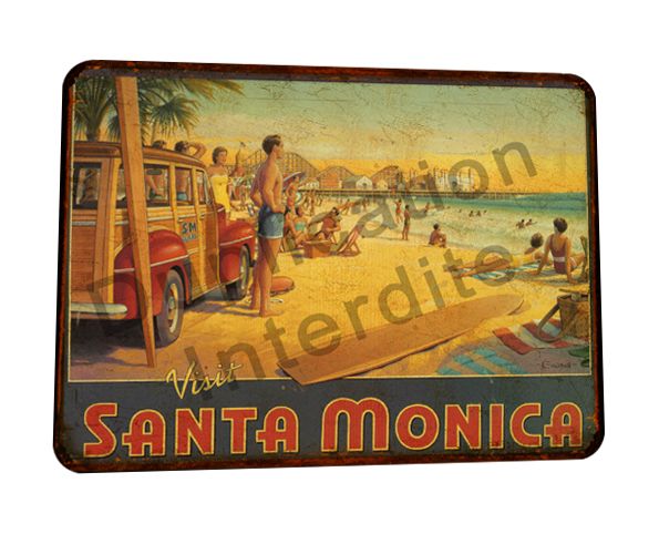 Plaque métal vintage Santa Monica