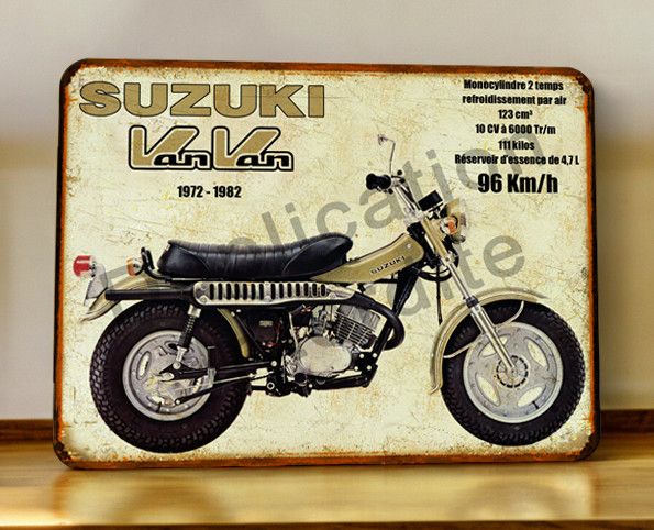 Plaque métal vintage Suzuki 125 Van Van (1972 - 1982)