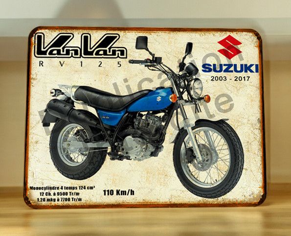 Plaque métal vintage Suzuki RV 125 Van Van (2003 - 2017)