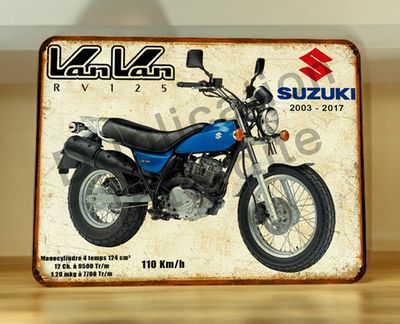 Plaque métal vintage Suzuki RV 125 Van Van (2003 - 2017)