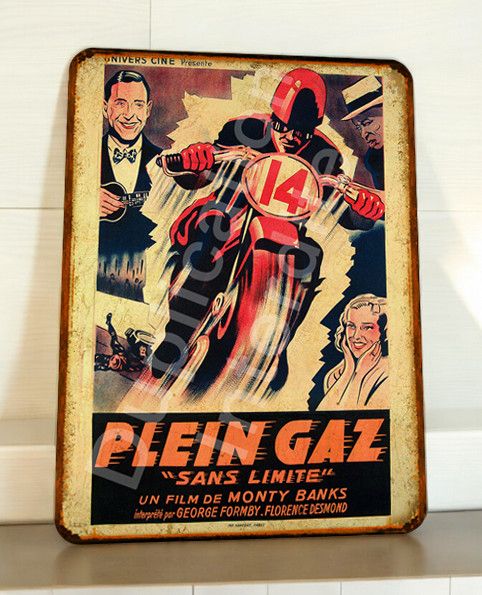 Plaque métal vintage Plein Gaz