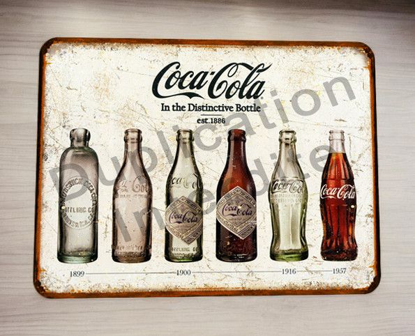 Plaque métal vintage Coca Cola Bouteilles