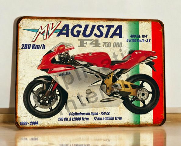 Plaque métal vintage MV Agusta 750 F4 Oro