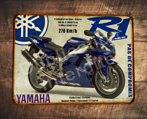 Plaque métal vintage Yamaha R1