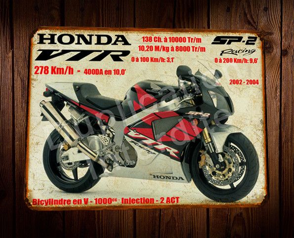 Plaque métal vintage Honda 1000 VTR SP2