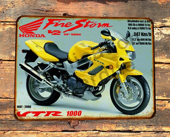 Plaque métal vintage Honda 1000 VTR Firestorm