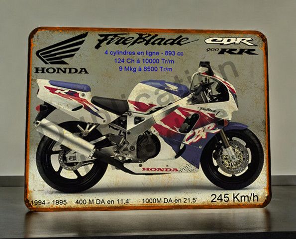 Plaque métal vintage Honda CBR 900 RR
