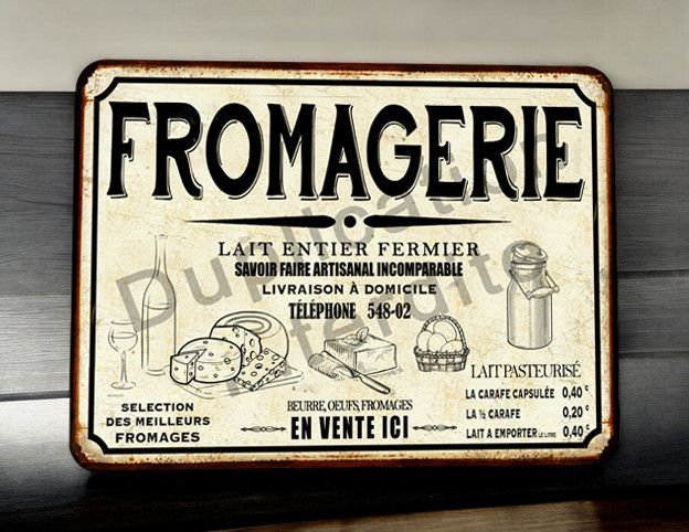 Plaque métal vintage Fromagerie