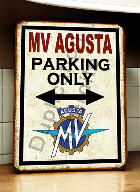 Plaque métal vintage MV Agusta parking Only