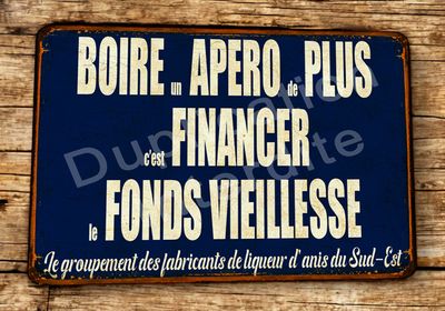 Plaque métal vintage Fonds Vieillesse