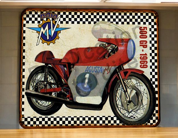 Plaque métal vintage MV Agusta 350 / 500 1969