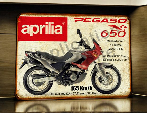 Plaque métal vintage Aprilia 650 Pegaso