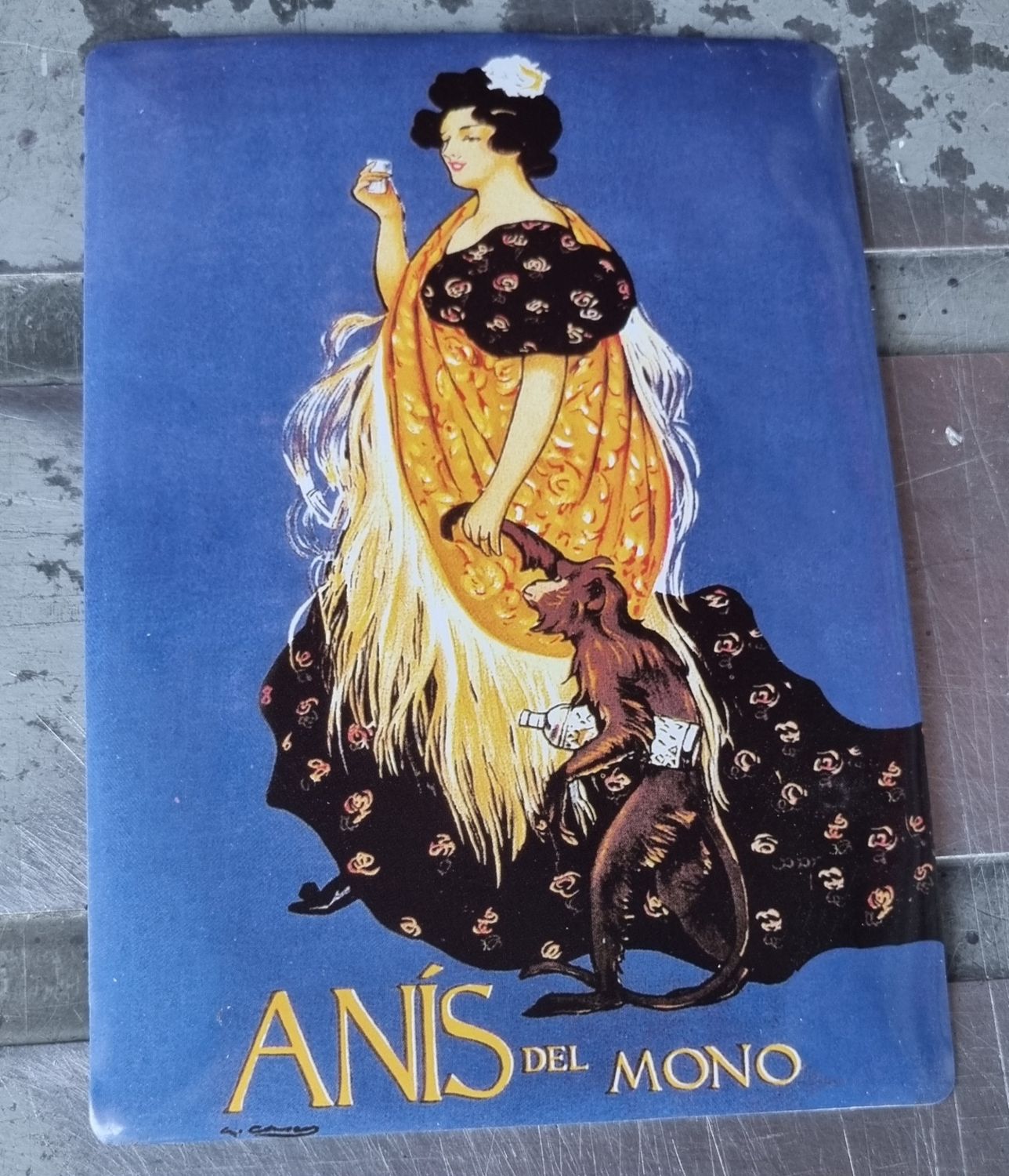 Plaque métal vintage Anis del Mono
