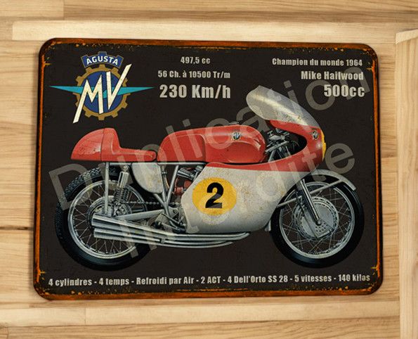 Plaque métal vintage MV Agusta 500 - 1964