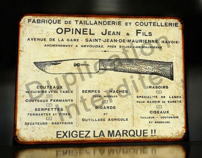 Plaque métal vintage Opinel - Exigez la marque