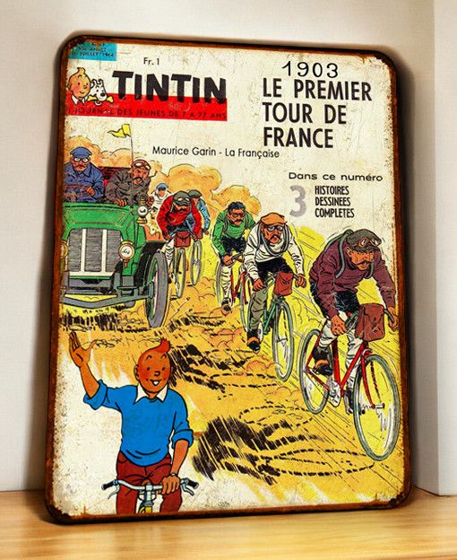 Plaque métal vintage Tintin Tour 1903