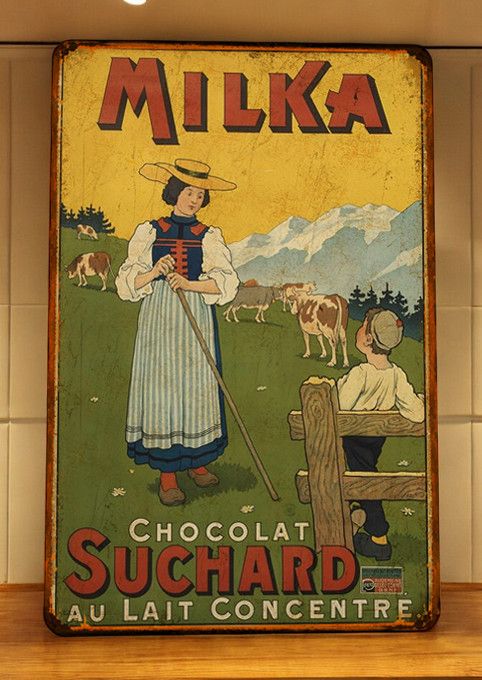 Plaque métal vintage Milka Suchard chocolat