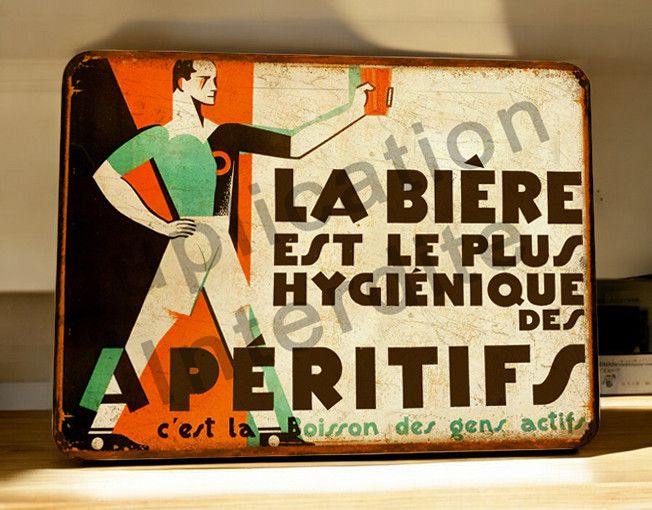 Plaque métal vintage La Biere