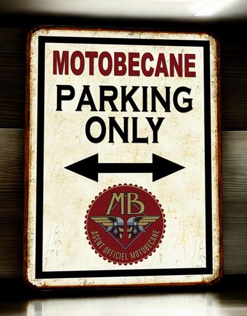 Plaque métal vintage Motobécane parking Only