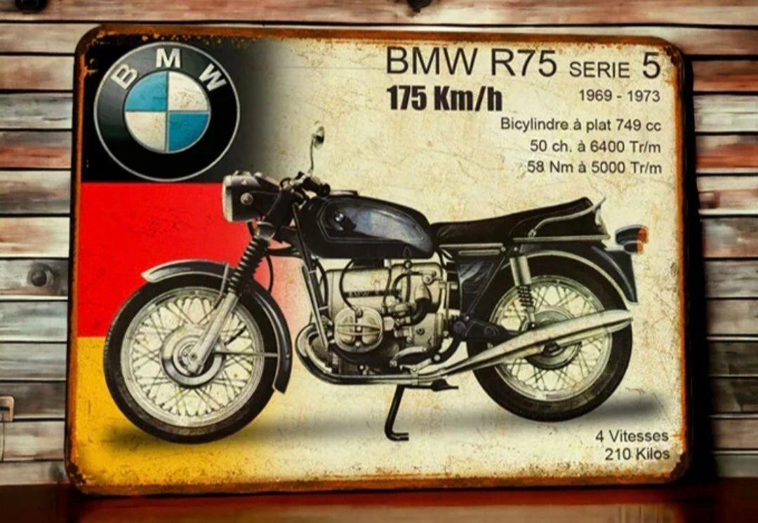 Plaque métal vintage BMW R75/5