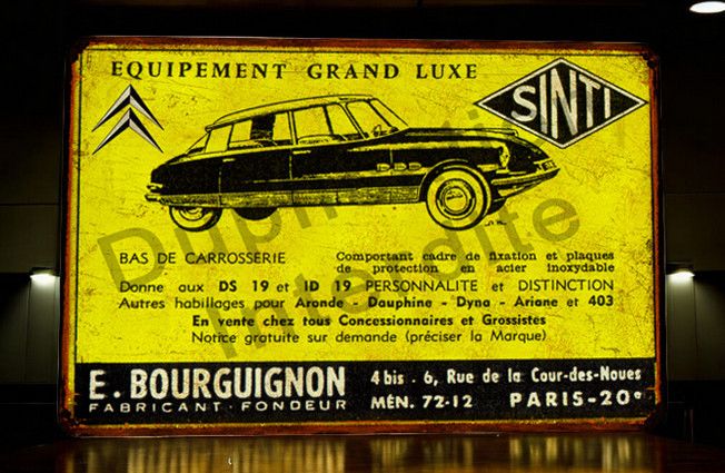 Plaque métal Citroën DS Equipement de Grand Luxe . SINTI