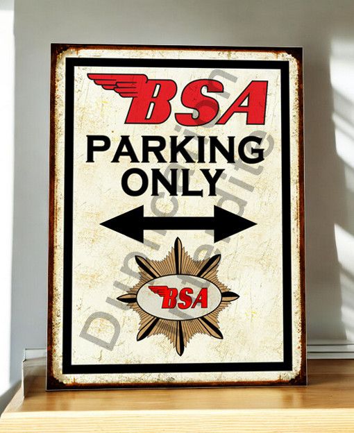 Plaque métal vintage BSA parking Only