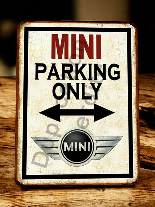 Plaque métal vintage Mini parking Only