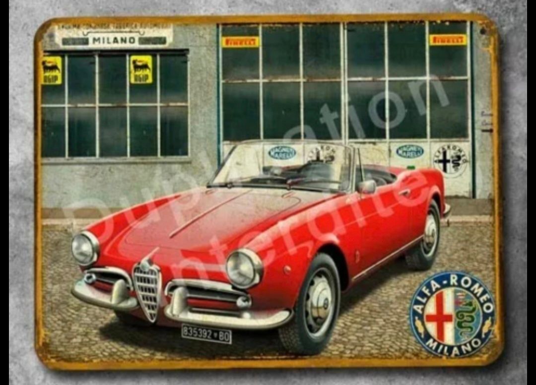 Plaque métal vintage Alfa Roméo Giulietta 1300