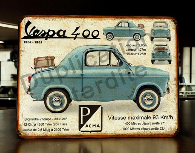 Plaque métal vintage Vespa 400