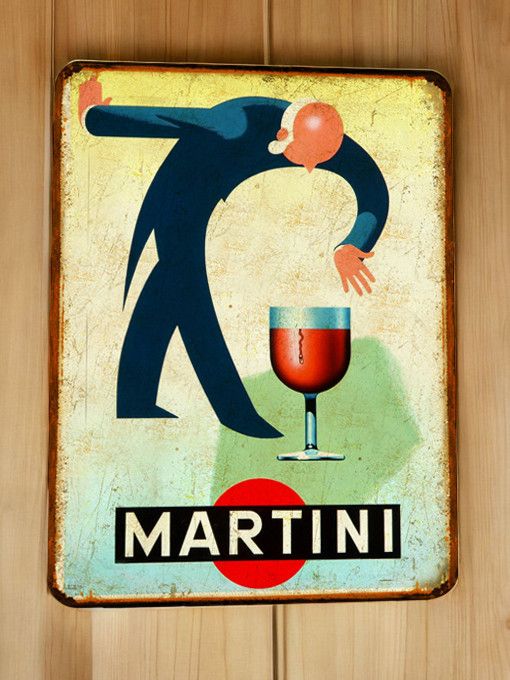 Plaque métal vintage Martini Barman