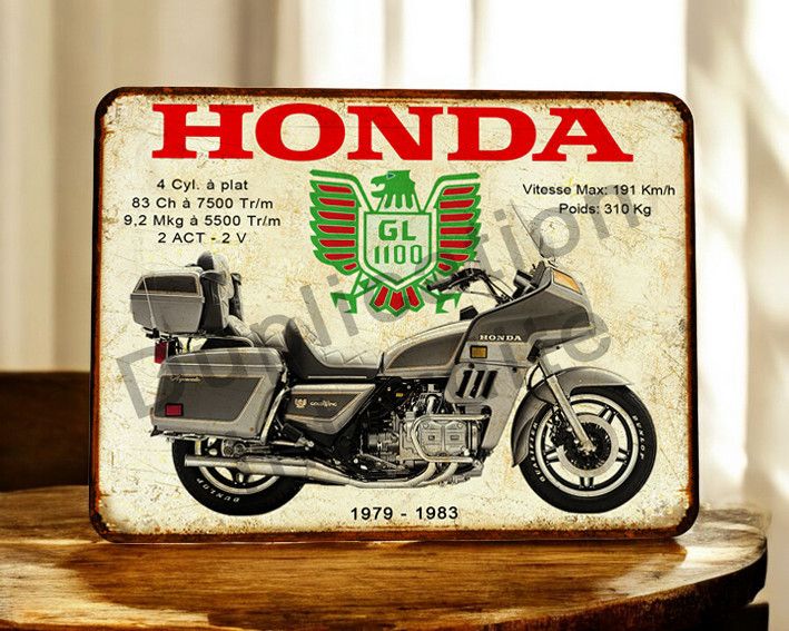 Plaque métal vintage Honda Goldwing 1100 DX