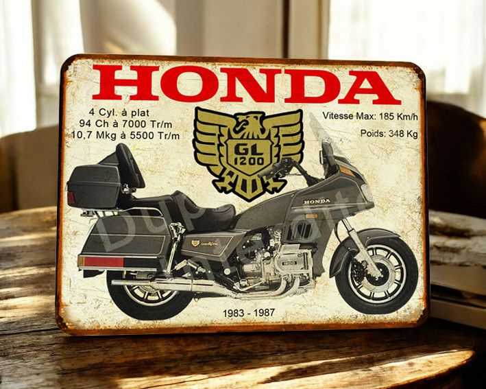 Plaque métal vintage Honda Goldwing 1200