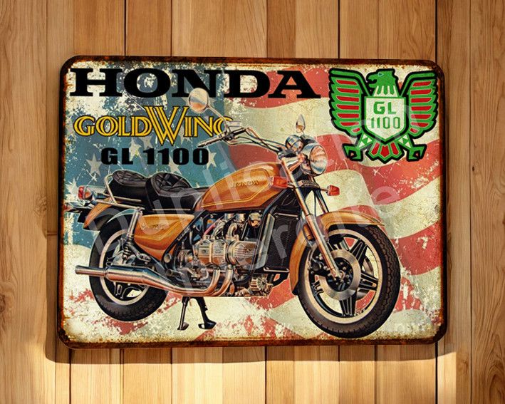 Plaque métal vintage Honda Goldwing 1100