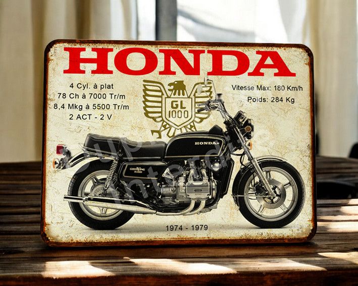 Plaque métal vintage Honda Goldwing 1000