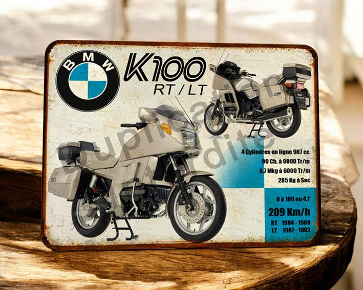 Plaque métal vintage BMW K100 RT / LT