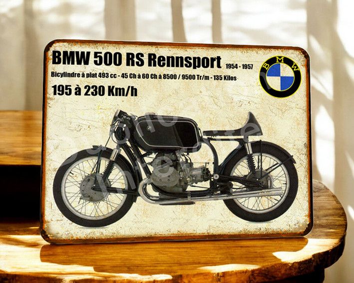Plaque métal vintage BMW 500 RS Rennsport