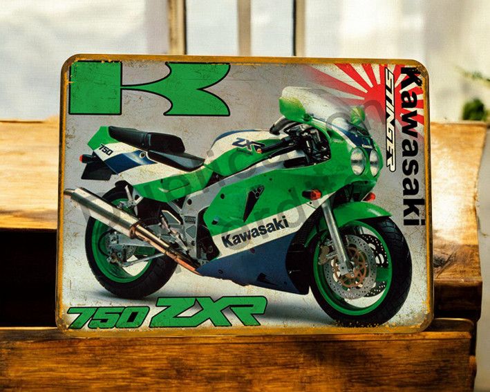 Plaque métal vintage Kawasaki 750 ZXR Stinger
