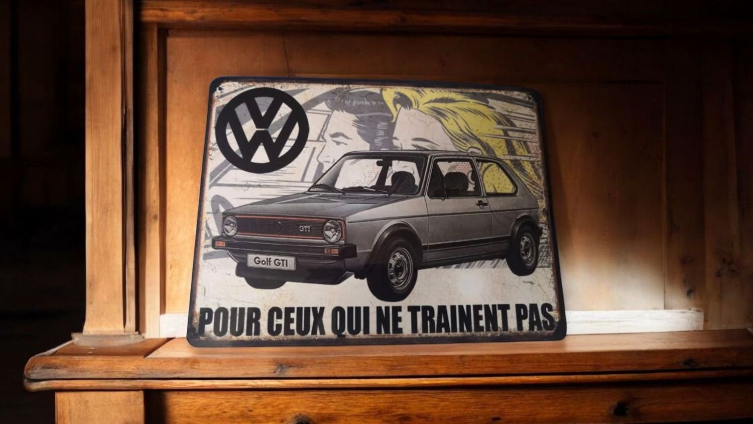 Plaque métal vintage VW Golf GTI 1