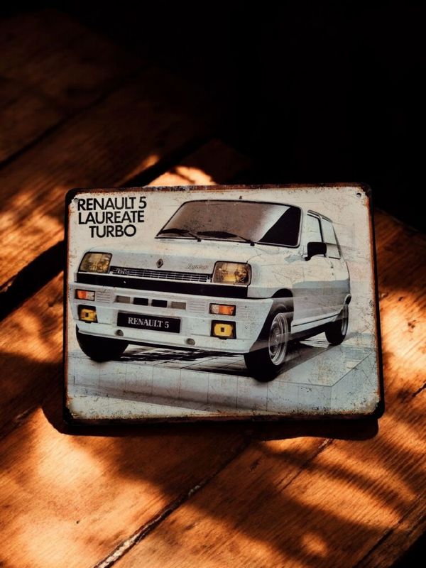 Plaque métal vintage Renault 5 Lauréate turbo 
